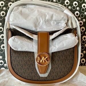 Michael Kors Gabby Signature Foldover Blk brn Small Hobo Crossbody NWTs From MK
